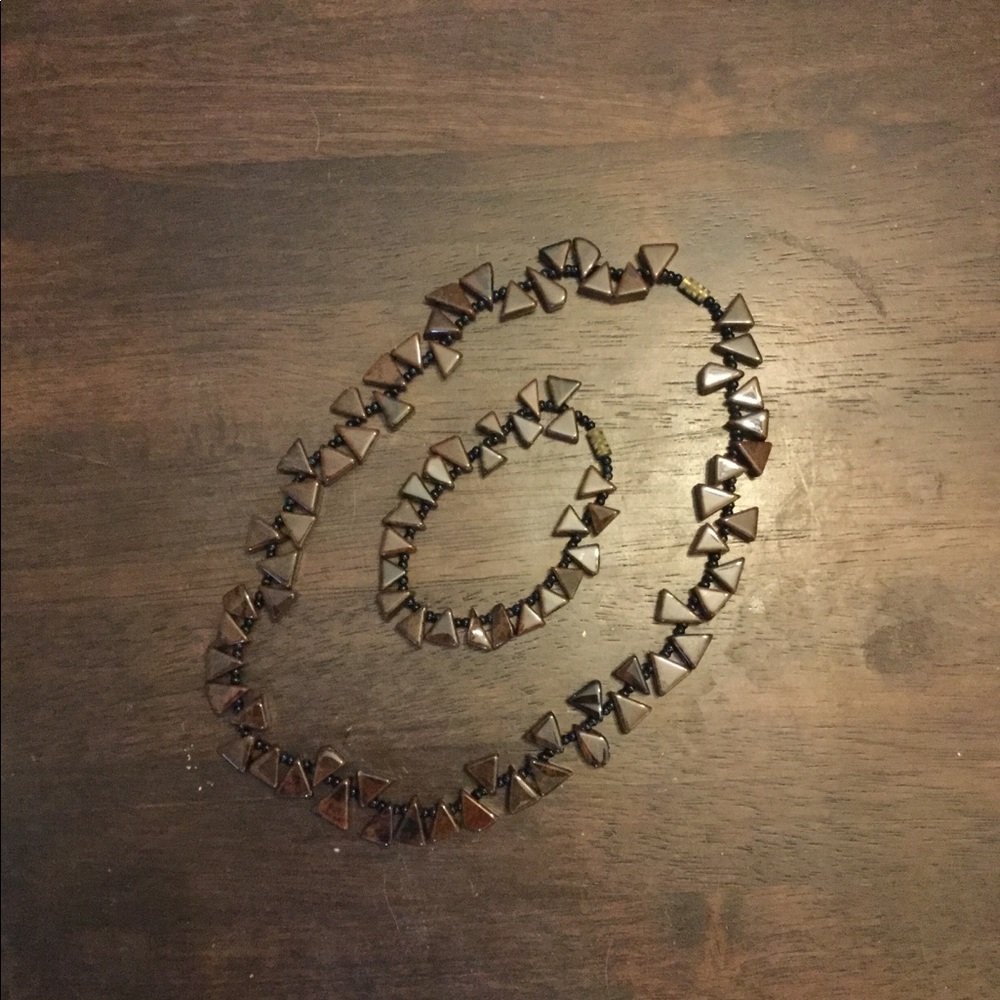 Obsidian necklace and bracelet set